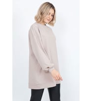 Kadın Uzun Kollu Oversize Sweatshirt Nakişli (Bej)