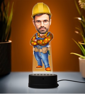 Doğum Günü Hediyesi,Sevgiliye Hediye, Kişiye Özel Fotoğraflı Mimar 2 Karikatür 3D Led Lamba (Beyaz)
