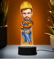 Doğum Günü Hediyesi,Sevgiliye Hediye, Kişiye Özel Fotoğraflı Mimar 2 Karikatür 3D Led Lamba (Beyaz)