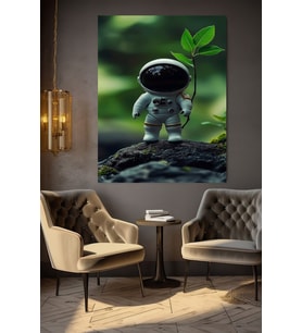 KÜÇÜK ASTRONOT FİGÜR KANVAS TABLO EV DUVAR SALON OFİS DÜKKAN HEDİYELİK DEKARASYON SÜSÜ (Çok Renkli)