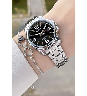 Casio CSISTE175 Kadranı Siyah Kordonu Metalik Renk 2 Yıl Garantili Kadın Kol Saati