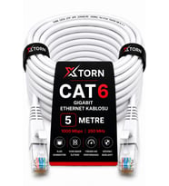TORN CAT6 Ethernet Kablosu 5 Metre RJ45 LAN İnternet Modem Router Bilgisayar Kablosu