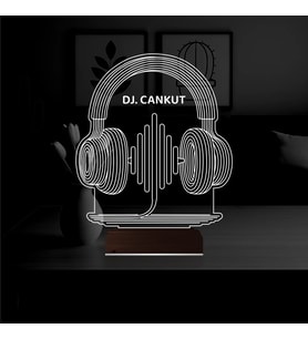 Luvivia Dj Hediye Kulaklık Müzik Kişiye Özel 3D Lamba - Masa Gece Lambası