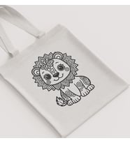 Ham Bez Çanta Sevimli Aslan Desenli Mandala Unisex Omuz Çantası Hediyelik Boyanabilir Kanvas Çanta