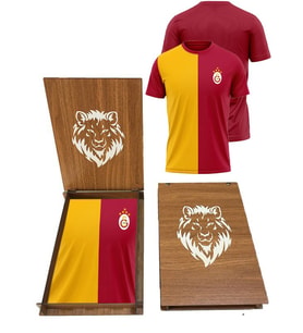 Galatasaray Orijinal 5 Yıldız Parçalı Forma T-shırt Ahşap Kutu Hediyeli (Sarı-Kırmızı)