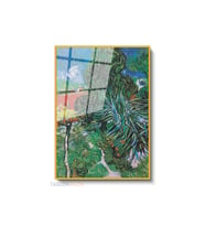 Dikey Çerçeveli Cam Vangogh 102 Modern Ev Dekoru Duvar Sanatı Ev Ofis Tablosu (Altın)
