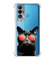 PrintiFy Tecno Pova Neo Uyumlu Kedi 3 Baskılı Şeffaf Köşe Korumalı Antişok Kılıf