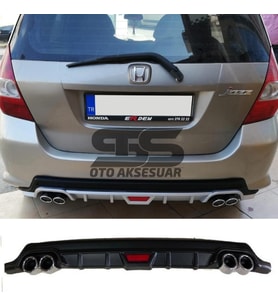 Honda Jazz Difüzör Arka Tampon Eki 4 Egzoz Çıkışlı Siyah Tip