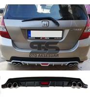 Honda Jazz Difüzör Arka Tampon Eki 4 Egzoz Çıkışlı Siyah Tip
