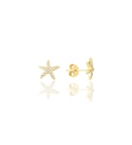 Gümüş Altın Yaldızlı Zirkon Taşlı Deniz Yıldızı Modeli Küpe SGTL9725GOLD
