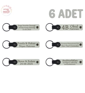 Anaokulu Miniklerine İsimli Karne Hatırası Anahtarlık 6’lı Set, Öğretmenden Hediyelik Anı, Beyaz