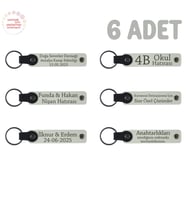 Anaokulu Miniklerine İsimli Karne Hatırası Anahtarlık 6’lı Set, Öğretmenden Hediyelik Anı, Beyaz