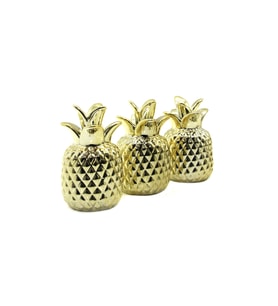Ananas Tasarımlı Biblo - Mini Boy - Seramik - Parlak Altın - Dekoratif Süs