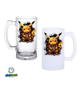 Pikachu Kulplu Bira Bardağı Buzlu veya Şeffaf Seçenekli 0338