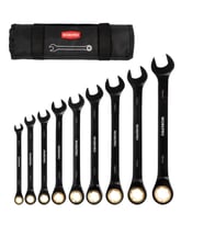 WORKPRO WP202602 8-19mm 9 Parça CR-V Profesyonel Cırcır Kombine Anahtar Takımı + Bez Taşıma Kılıfı