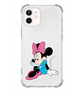 Apple iPhone 12 Uyumlu Köşe Korumalı Antişok  Kapak Minnie Mouse Tasarımlı Şeffaf  Kılıf