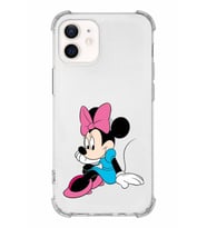 Apple iPhone 12 Uyumlu Köşe Korumalı Antişok  Kapak Minnie Mouse Tasarımlı Şeffaf  Kılıf