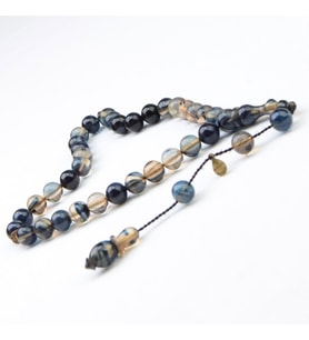 Küre Kesim 8X8 mm İmzalı Seri Ateş Kehribar Sistem Püsküllü Tesbih