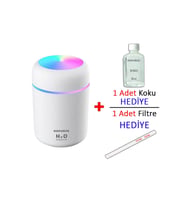 Beyaz Çok Amaçlı Hava Nemlendirici, Ortam ve Araç İçin Işıklı Buhar Makinesi