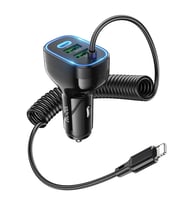 HOCO NZ11A 30W 2 USB+ Type-C Girişli iPhone Kablolu Araç Çakmaklık Şarj Aleti-( - HPSBYI7523-5