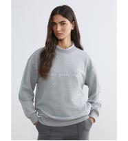 LCW EVERYDAY Gri Bisiklet Yaka Baskılı Kadın Sweatshirt
