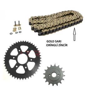 Bajaj Dominar 250 ,D250 Zincir Dişli Seti Oringli Gold Sarı Zincir _Supermoto (Renksiz)