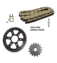 Bajaj Dominar 250 ,D250 Zincir Dişli Seti Oringli Gold Sarı Zincir _Supermoto (Renksiz)