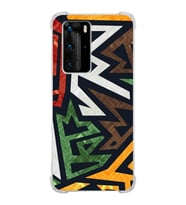 Huawei P40 Pro  Köşe Korumalı Antişok Kapak Soyut Grafiti Tasarımlı Şeffaf  Kılıf