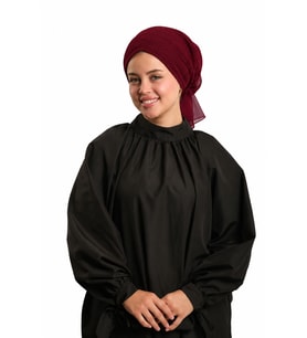 Bordo Pratik Hazır Geçmeli Tesettür Bone Petekli Güllü 1201_16