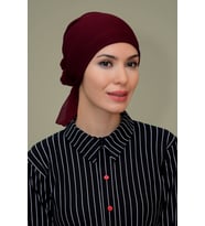 Bordo Pratik Hazır Geçmeli Tesettür Bone Petekli Güllü 1201_16