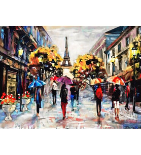 Nova Puzzle 1000 Parça Yağmurlu Havada Eyfel Sokakları Puzzle - Yağlıboya