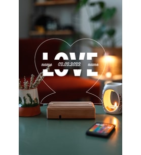 Sevgiliye Love Tarihli 16 Renk Kumandalı 3D Gece Lambası