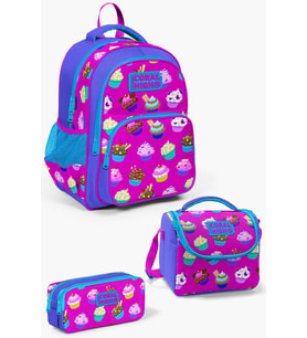 Coral High Kids Lavanta Pembe Cupcake Desenli 3'lü Okul Çanta Seti SET0123495