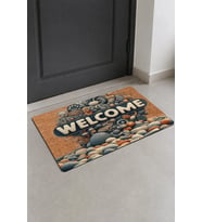 Valerine Life Kapı Önü Paspası 45x70cm Kaymaz Taban Dekoratif iç Dış Mekan Çakıl Taşları Welcome