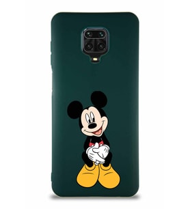 Xiaomi Redmi Note 9 Pro Soft Premier Kapak Mickey Mouse-A Tasarımlı Silikon Kılıf - Yeşil (Şeffaf)