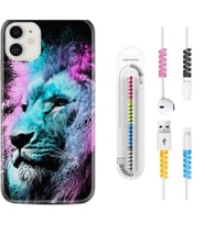 Apple iPhone 11 12 13 Mini Kılıf Kablo Koruma Spiral Silikon Pink Blue Leon 1603