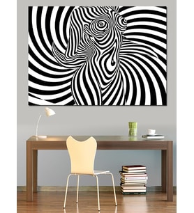 Siyah Beyaz Soyut Zebra Kadın Dekoratif Kanvas - Mdf Ahşap Tablo