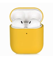 Apple Airpods Kılıf Kadife Ultra Esnek İnce Camera Protected Velvet Case (Sarı)