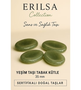 Sertifikalı Yeşim Taşı Kase Kütle 35 mm Doğal Şans ve Sağlık Taşı (Çok Renkli)