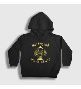 Presmono Unisex Çocuk Siyah Gold Ace Of Spades Motörhead Kapüşonlu Sweatshirt 68651tt