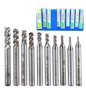 10 Adet HSS Düz Shank 4 Flüt End Mill CNC Matkap Ucu Set 1.5