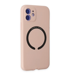 IPHONE 11 UYUMLU HOLO MAGNETICSAFE DIŞI DERİ İÇİ SÜET TELEFON KILIF (Pembe)