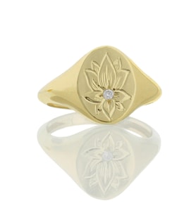 Pırlanta Lotus Çiçeği Altın Yüzük