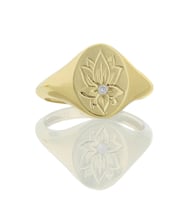 Pırlanta Lotus Çiçeği Altın Yüzük (Sarı)