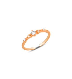 Gümüş rose zirkon taşlı alttan ayarlamalı yüzük SGTL12150ROSE