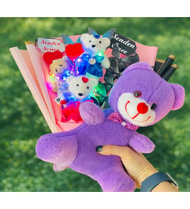 Anneler Günü’ne, Sevgiliye ve Arkadaşa Özel “Senden Önce – Senden Sonra” Ayıcıklı Kelebek Buketi & 25 cm Peluş Ayıcık