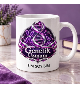 Genetik Uzmanı Kupa Bardak Mor DNA ve Kromozom Desenli
