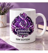 Genetik Uzmanı Kupa Bardak Mor DNA ve Kromozom Desenli