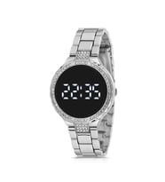 Polo Air Lüx Taşlı Metal Kordon Led Kadın Kol Saati PL-1511Bx (Gümüş)