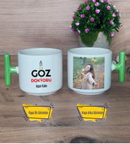 Göz Doktoru Kupa Bardak Fotoğraflı T Yeşil Kulplu Tıp Bayramı Hediyesi